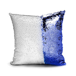 Подушка з паєтками синя